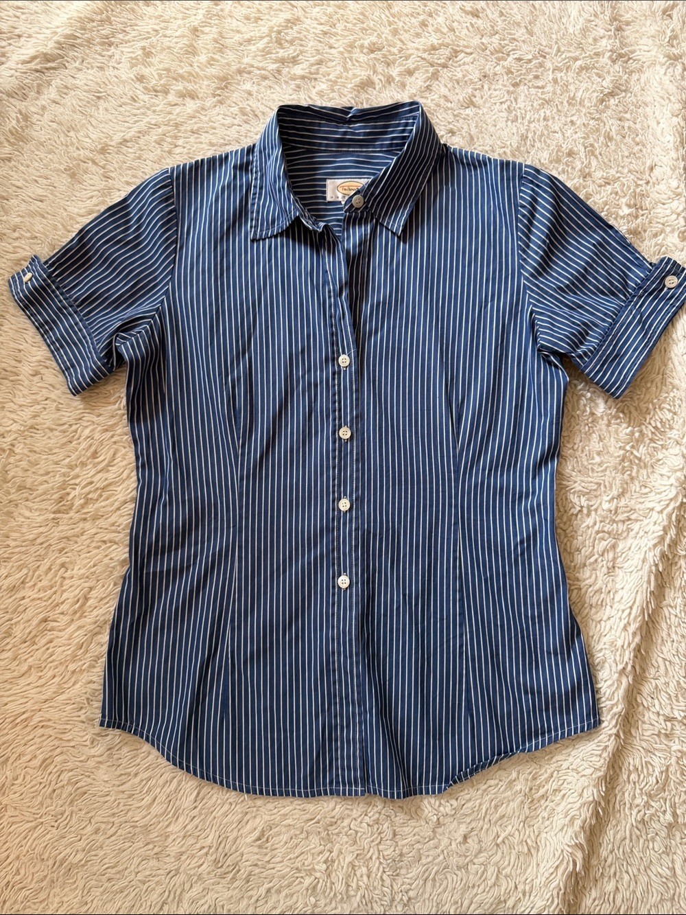 Talbots Navy and White Striped Button Shirt size 6P